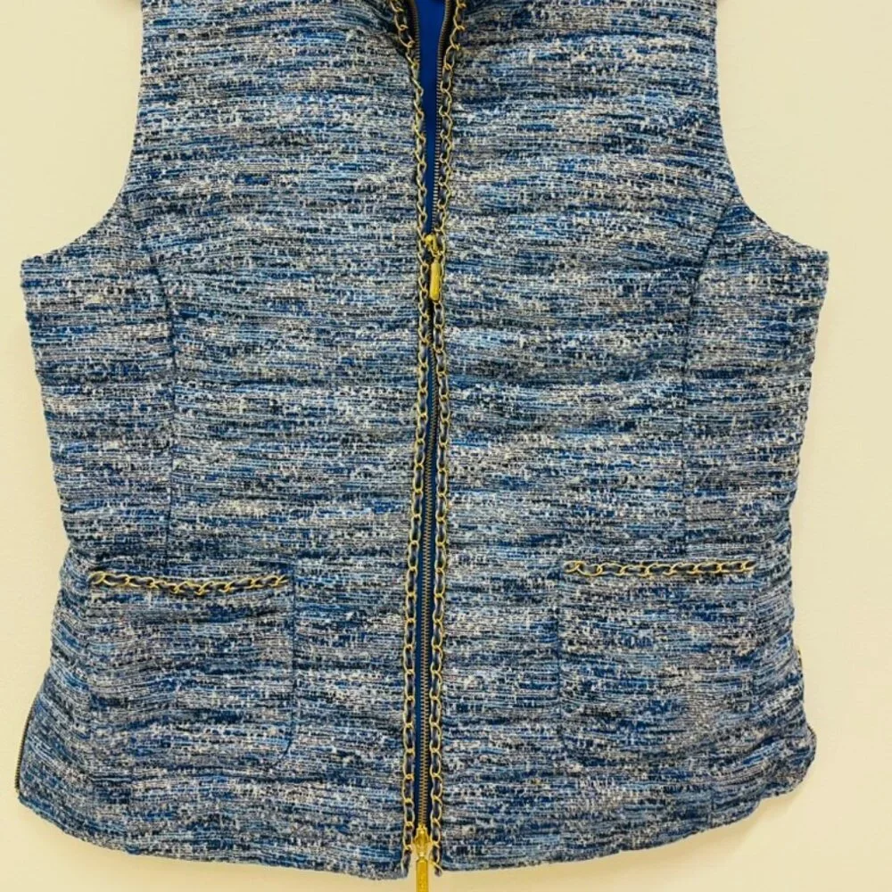 Lilly Pulitzer Vest Women’s XL Blue Thistle Noella Boucle